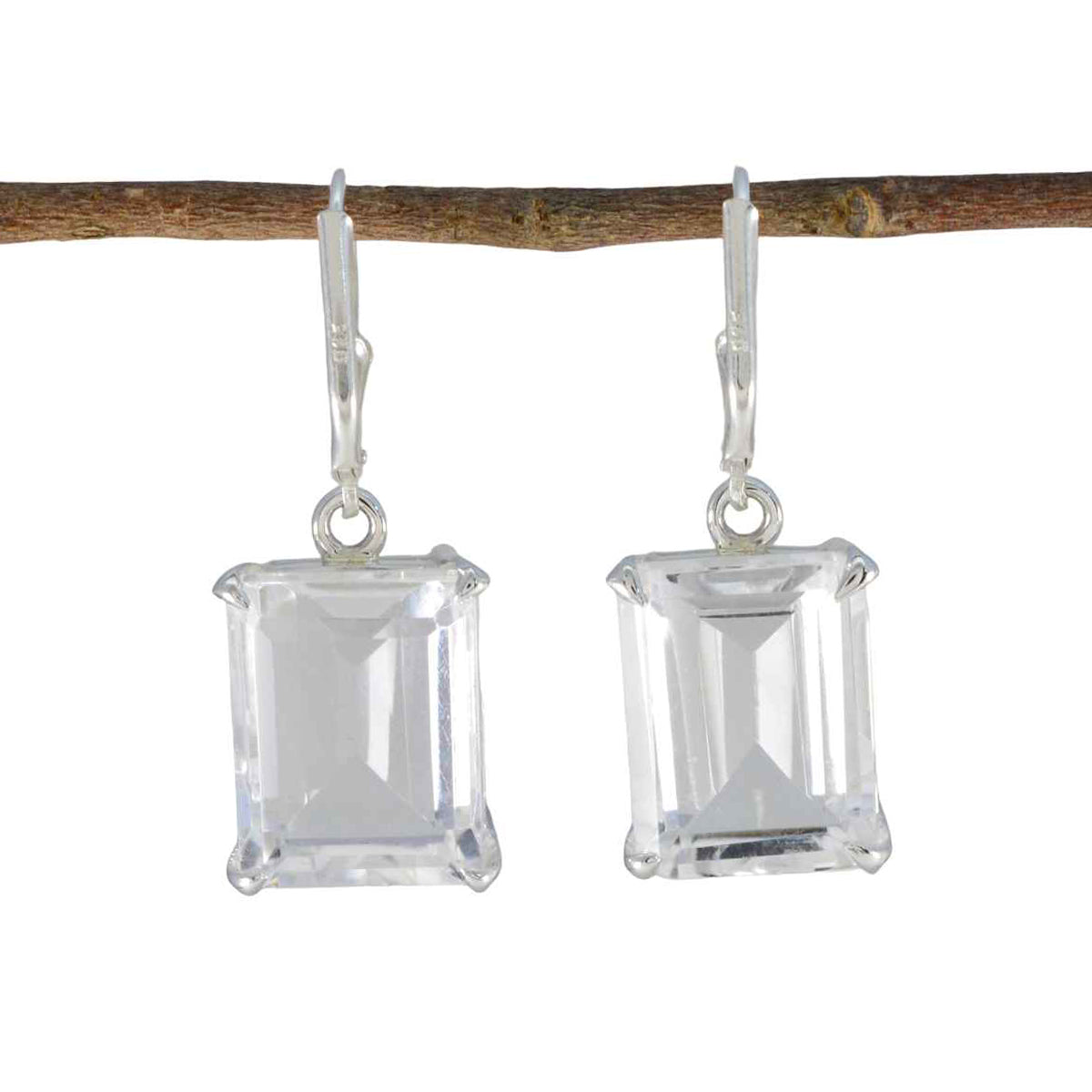Crystal-Quartz-Middle-Eastern-Jiwoo-Solitaire-Dangle-White-925-Silver-Earring