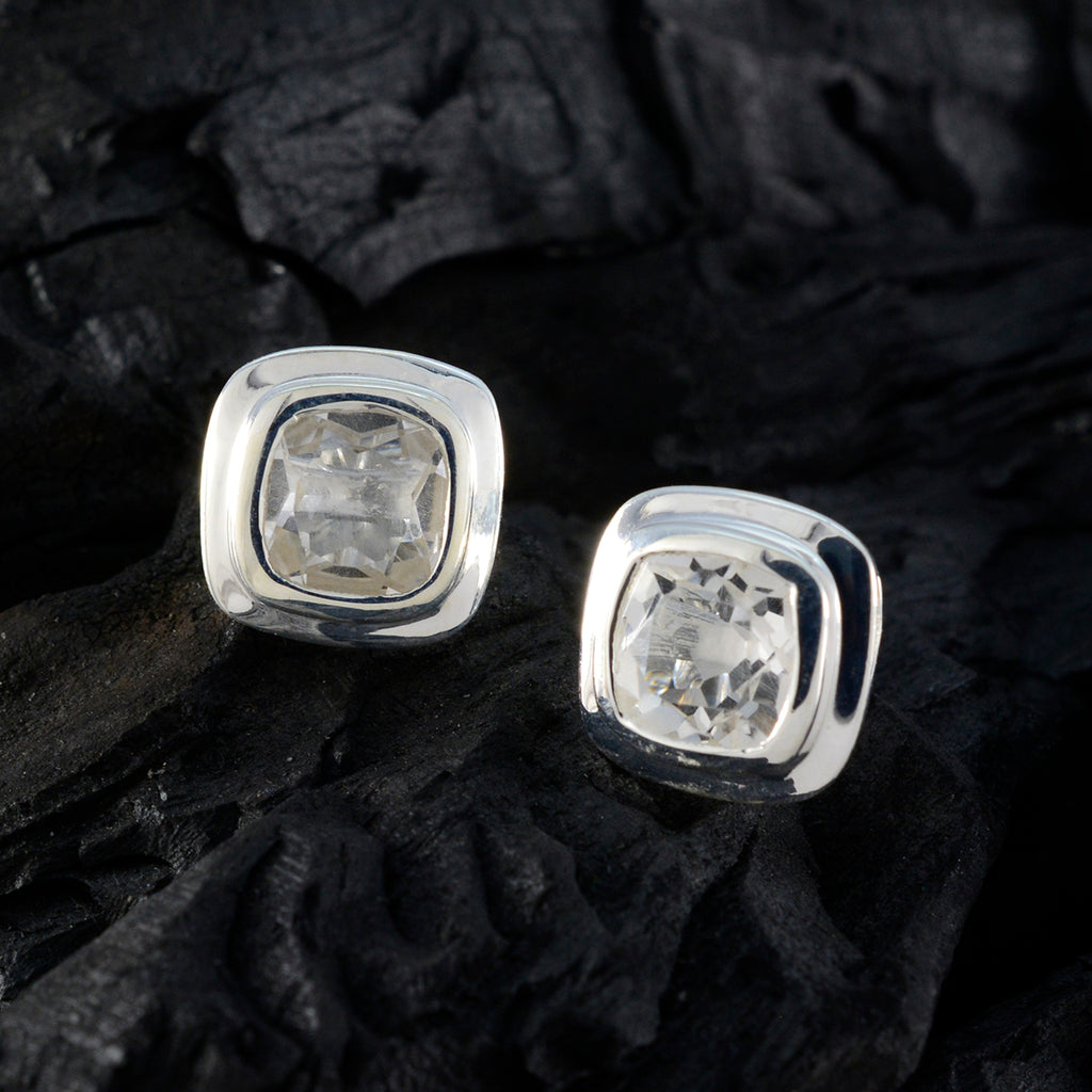 Crystal-Quartz-Mexican-Li-Lee-Solitaire-Stud-White-Silver-Earring