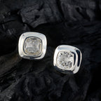 Crystal-Quartz-Mexican-Li-Lee-Solitaire-Stud-White-Silver-Earring