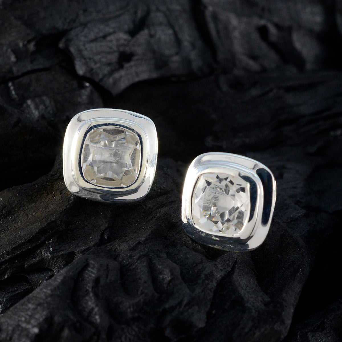 Crystal-Quartz-Mexican-Li-Lee-Solitaire-Stud-White-Silver-Earring