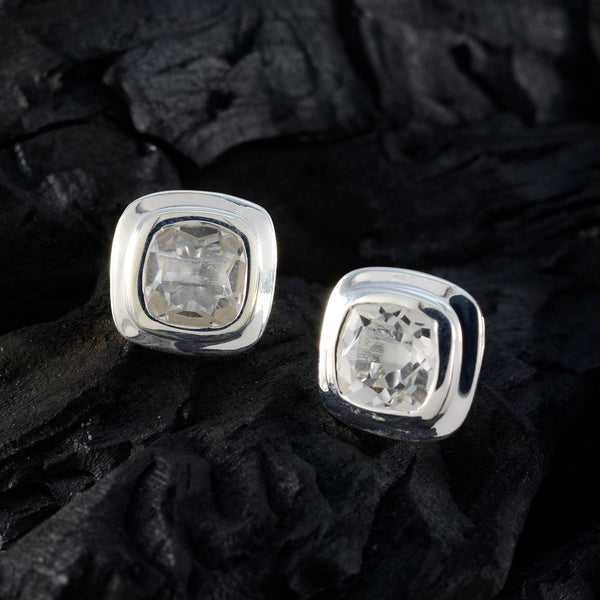 Crystal-Quartz-Mexican-Li-Lee-Solitaire-Stud-White-Silver-Earring