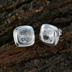 Crystal-Quartz-Mexican-Li-Lee-Solitaire-Stud-White-Silver-Earring