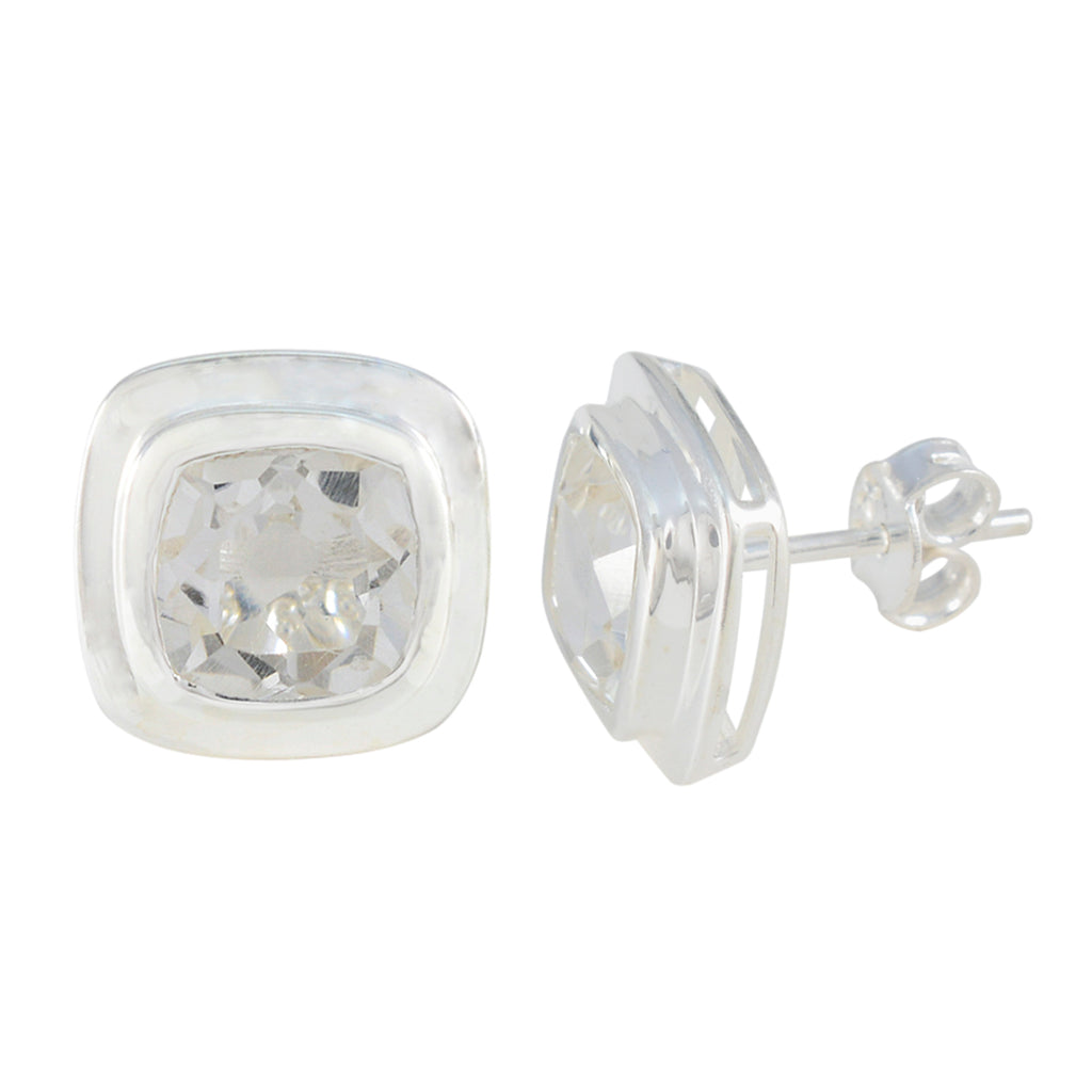 Crystal-Quartz-Mexican-Li-Lee-Solitaire-Stud-White-Silver-Earring