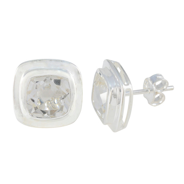 Crystal-Quartz-Mexican-Li-Lee-Solitaire-Stud-White-Silver-Earring