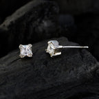 Crystal-Quartz-Australian-Ling-Solitaire-Stud-White-925-Sterling-Silver-Earring