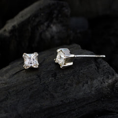 Crystal-Quartz-Australian-Ling-Solitaire-Stud-White-925-Sterling-Silver-Earring