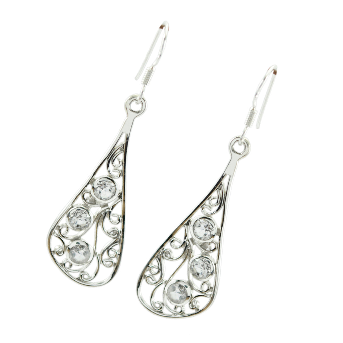 Crystal-Quartz-Turkish-Rebeca-multiple-Dangle-White-Silver-Earring