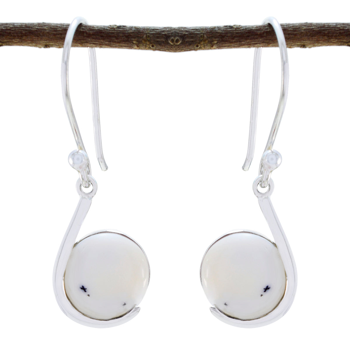 Dendrite-Opal-Spanish-Mei-Solitaire-Dangle-White-92.5-Silver-Earring