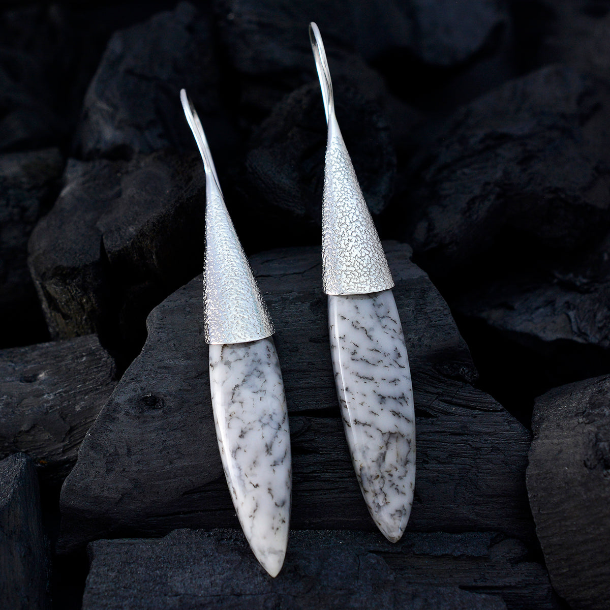 Dendrite-Opal-Spanish-Haruka-Solitaire-Dangle-White-925-Sterling-Silver-Earring