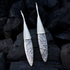 Dendrite-Opal-Spanish-Haruka-Solitaire-Dangle-White-925-Sterling-Silver-Earring