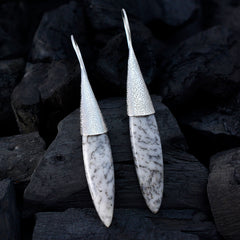 Dendrite-Opal-Spanish-Haruka-Solitaire-Dangle-White-925-Sterling-Silver-Earring