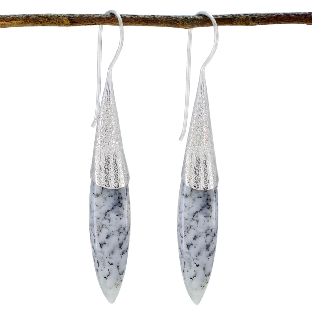 Dendrite-Opal-Spanish-Haruka-Solitaire-Dangle-White-925-Sterling-Silver-Earring