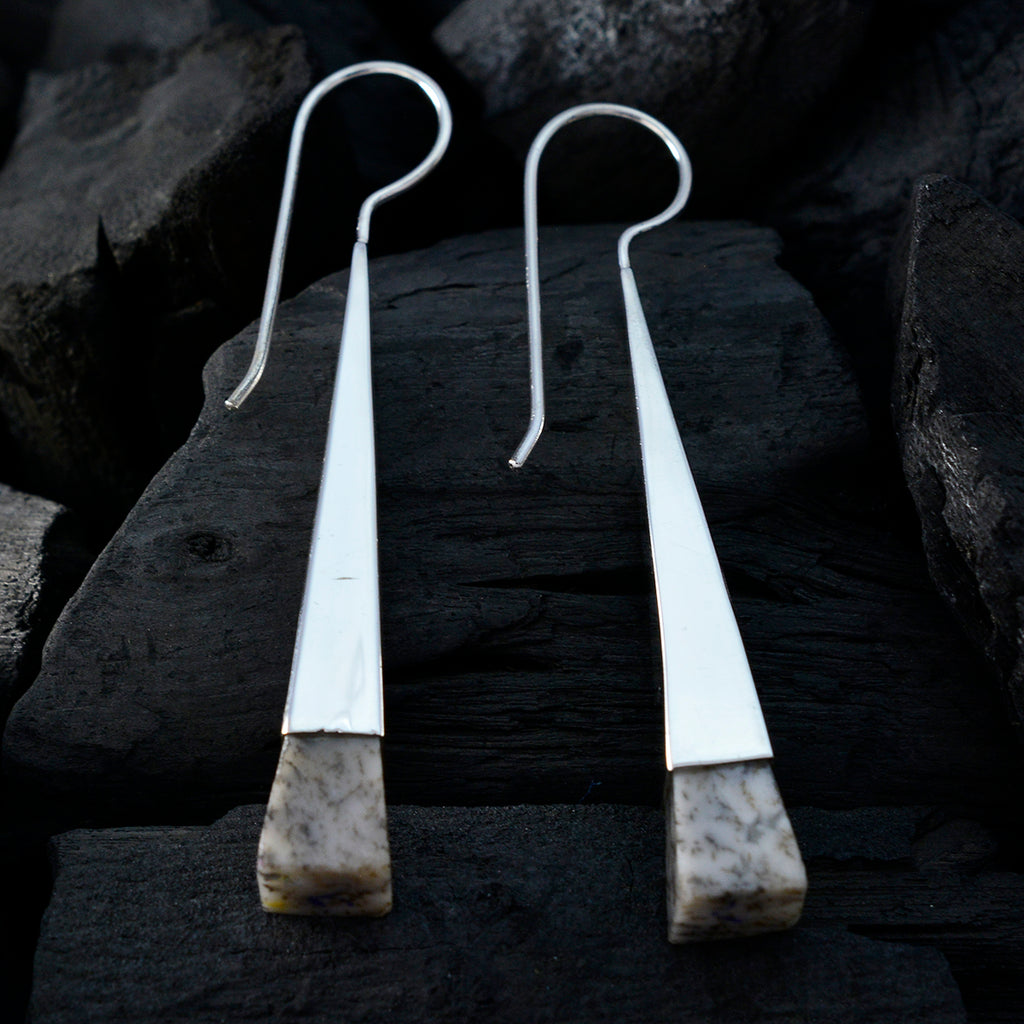Dendrite-Opal-Korean-Aiko-Solitaire-Dangle-White-925-Sterling-Silver-Earring