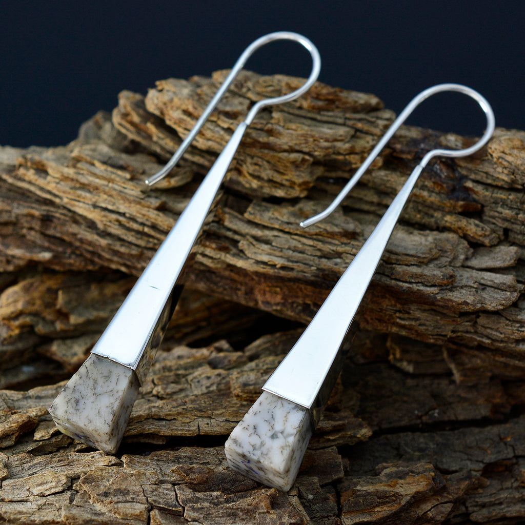 Dendrite-Opal-Korean-Aiko-Solitaire-Dangle-White-925-Sterling-Silver-Earring