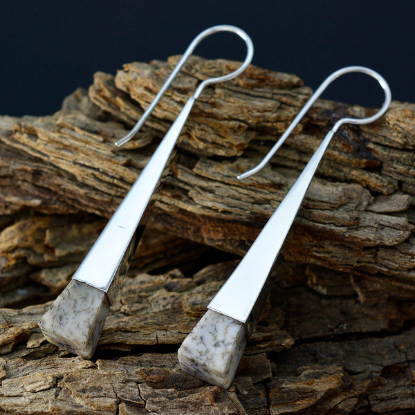 Dendrite-Opal-Korean-Aiko-Solitaire-Dangle-White-925-Sterling-Silver-Earring