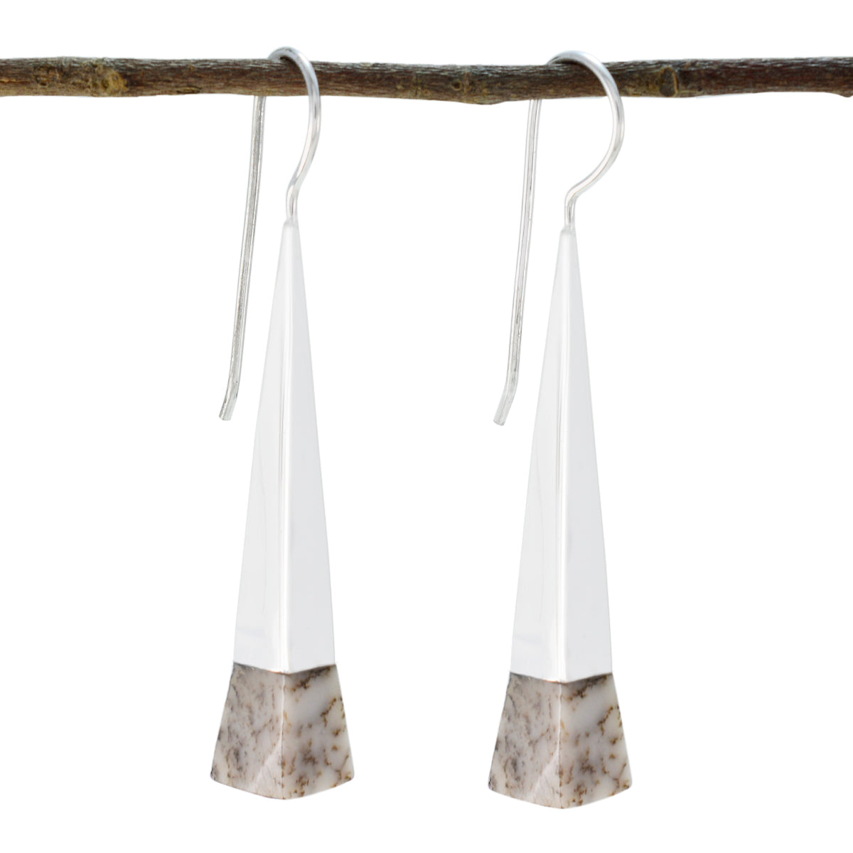 Dendrite-Opal-Korean-Aiko-Solitaire-Dangle-White-925-Sterling-Silver-Earring