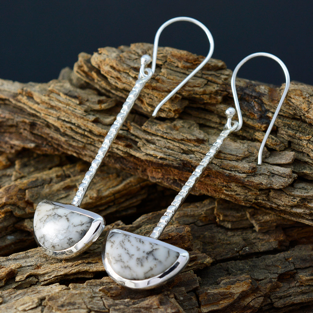 Dendrite-Opal-Latin-American-Min-seo-Solitaire-Dangle-White-925-Silver-Earring