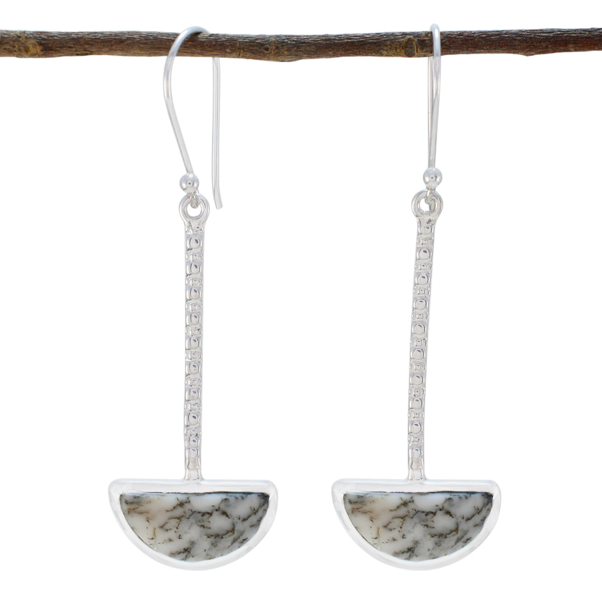 Dendrite-Opal-Latin-American-Min-seo-Solitaire-Dangle-White-925-Silver-Earring