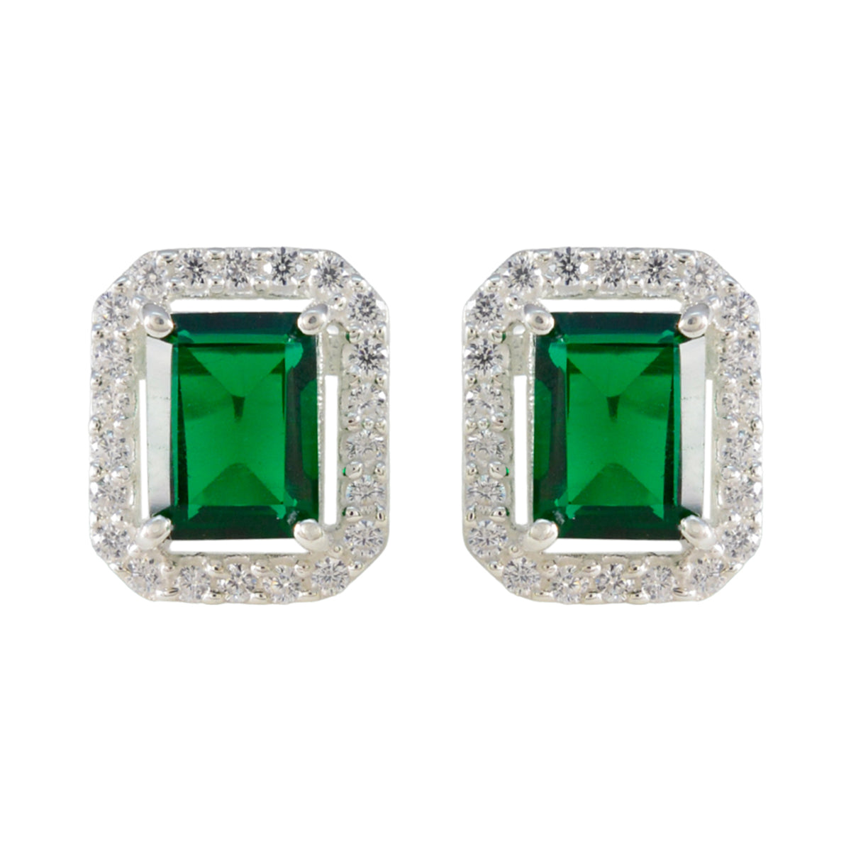 Emerald-CZ-Italian-Mariana-multiple-Stud-Green-925-Sterling-Silver-Earring Image principale du produit