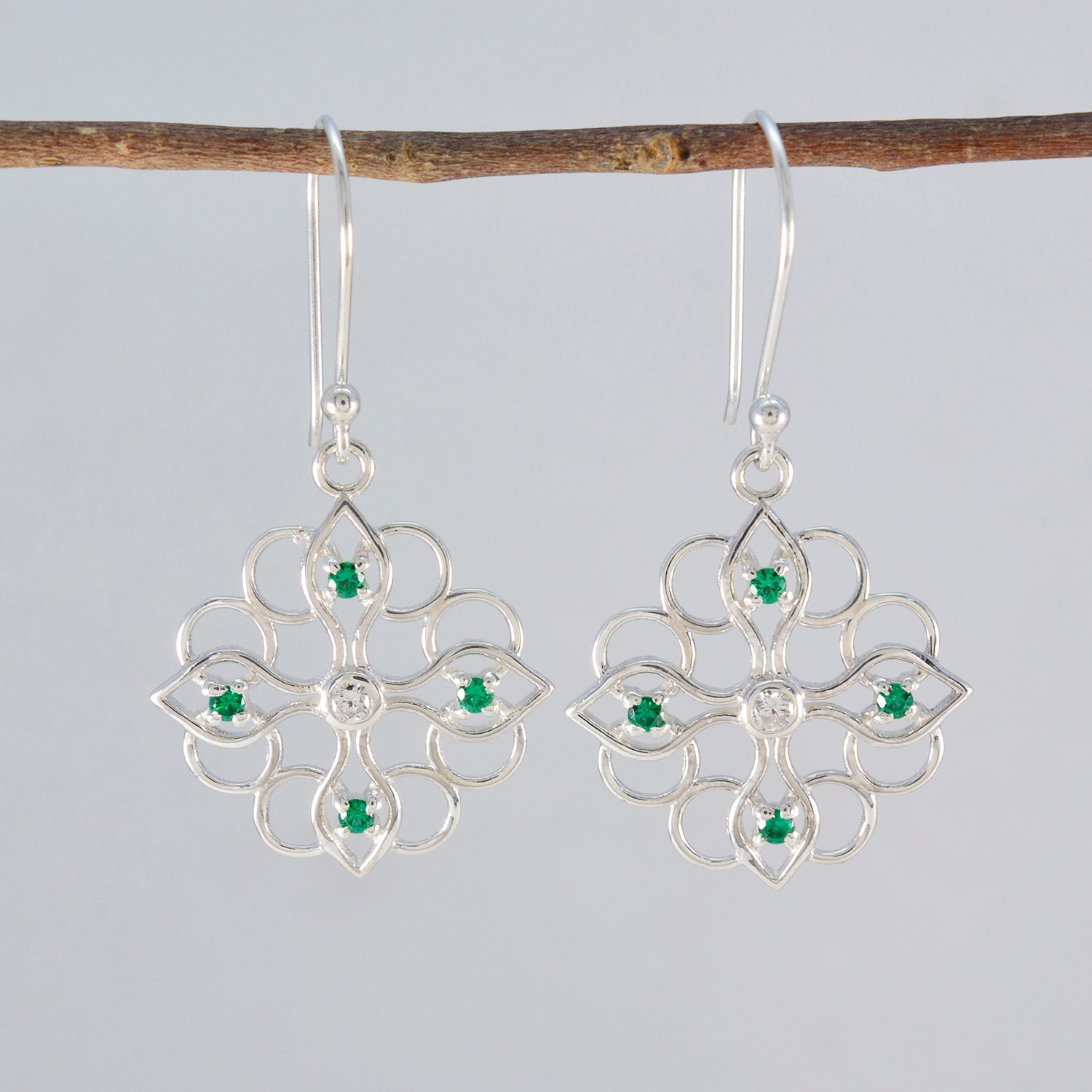 Emerald-CZ-Australian-Soo-jin-multiple-Dangle-Green-92.5-Silver-Earring