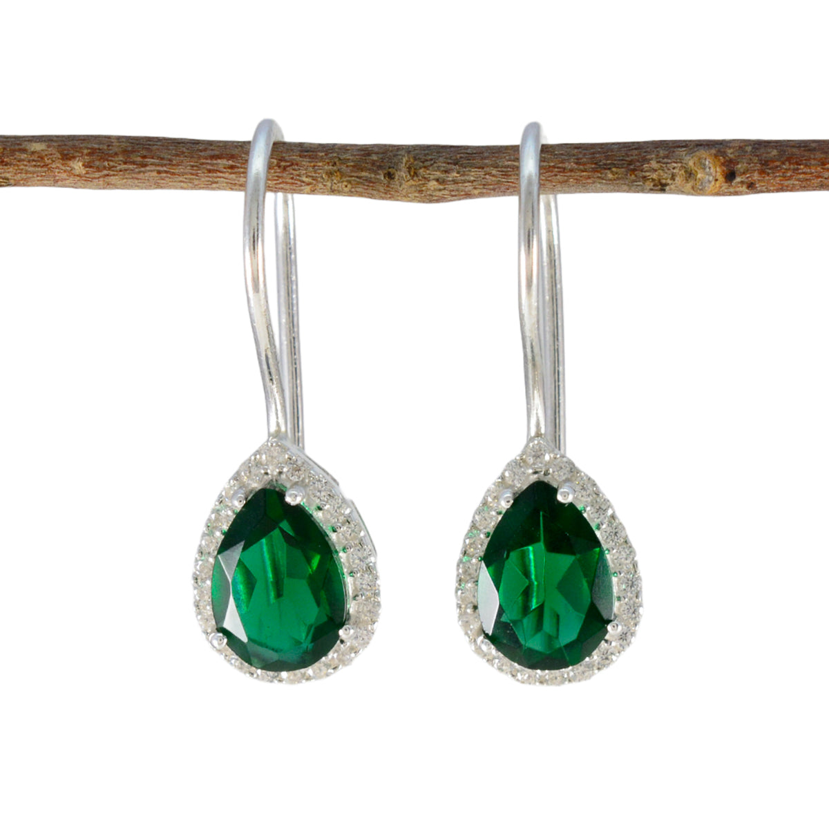 Emerald-CZ-Indian-Ayeesha-multiple-Dangle-Green-92.5-Silver-Earring Immagine principale del prodotto