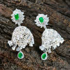 Emerald-CZ-Indian-Dewi-multiple-Stud-Green-925-Sterling-Silver-Earring