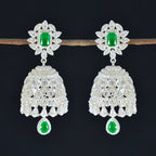 Emerald-CZ-Indian-Dewi-multiple-Stud-Green-925-Sterling-Silver-Earring