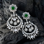 Emerald-CZ-Indian-Lakshmi-multiple-Stud-Green-Sterling-Silver-Earring
