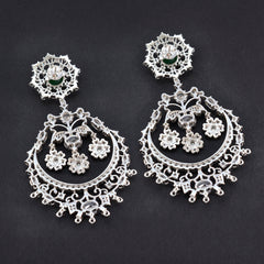 Emerald-CZ-Indian-Lakshmi-multiple-Stud-Green-Sterling-Silver-Earring