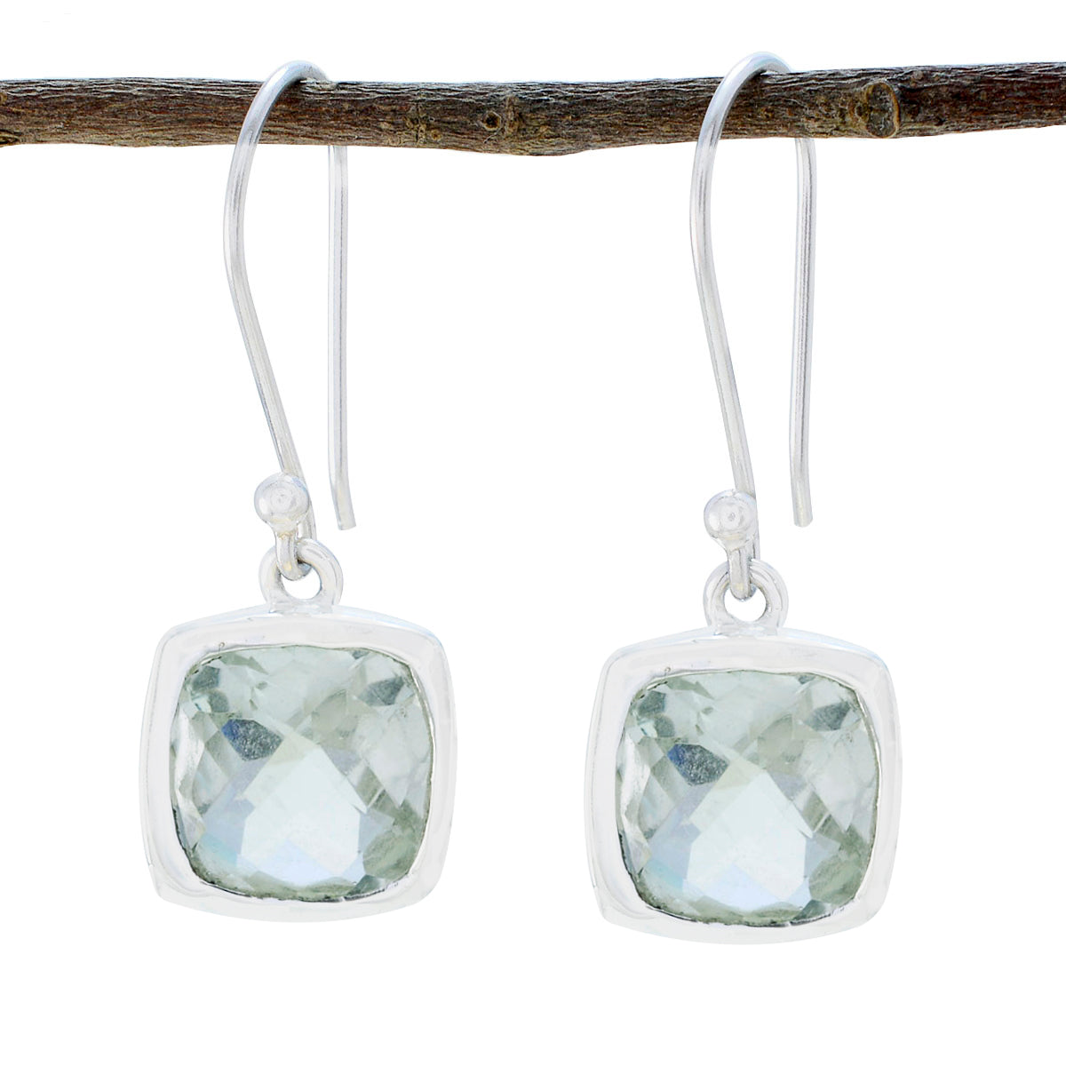 Green-Amethyst-American-Wen-Solitaire-Dangle-Green-Sterling-Silver-Earring メイン画像