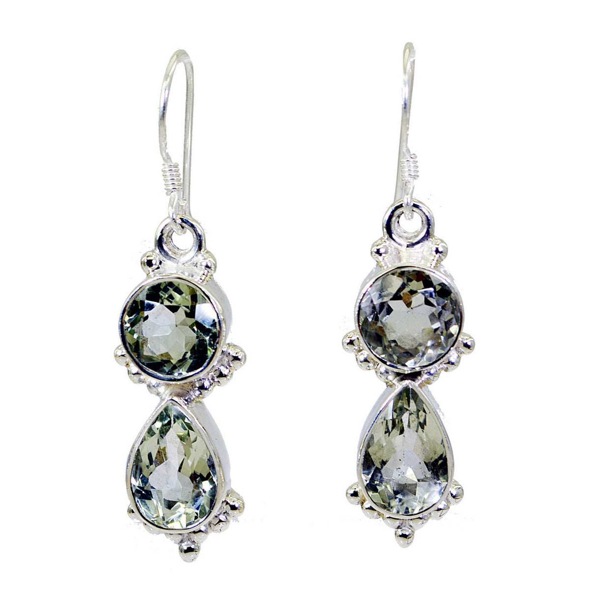 Green-Amethyst-Italian-Yuki-multiple-Dangle-Green-925-Sterling-Silver-Earring Главное изображение товара