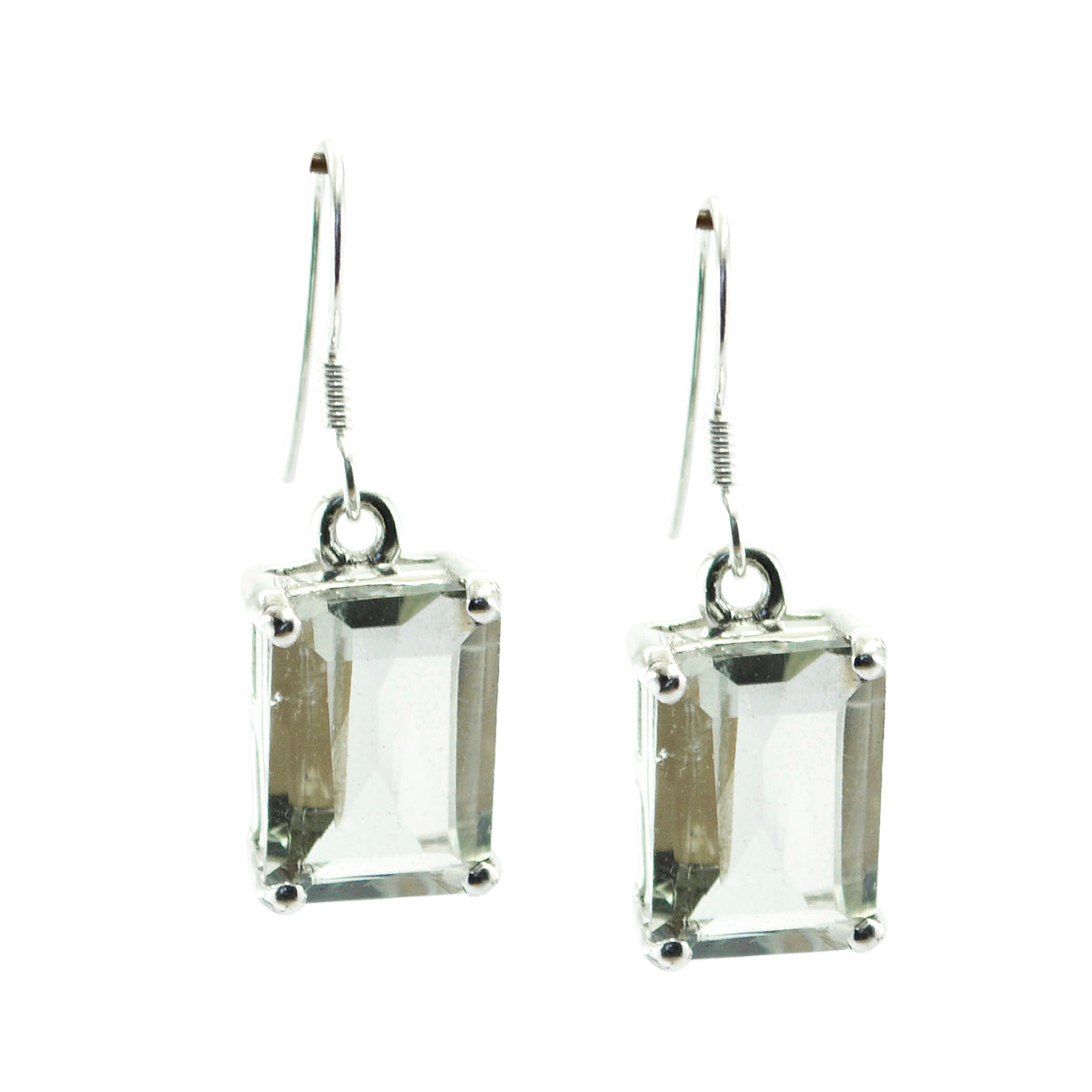 Green-Amethyst-German-Ángeles-Solitaire-Dangle-Green-925-Sterling-Silver-Earring Imagen principal del producto