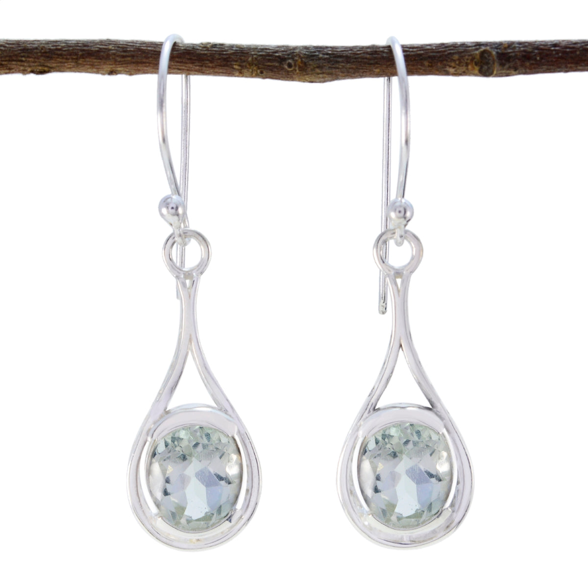 Green-Amethyst-Moroccan-Bruna-Solitaire-Dangle-Green-Sterling-Silver-Earring Huvudsaklig produktbild