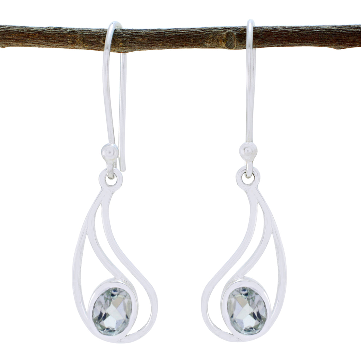Green-Amethyst-Italian-Constanza-Solitaire-Dangle-Green-925-Sterling-Silver-Earring Immagine principale del prodotto