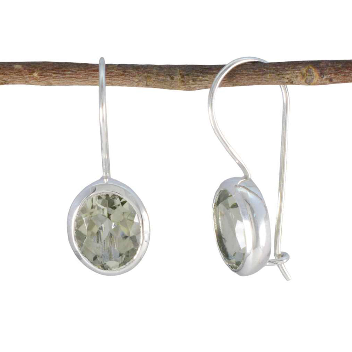 Green-Amethyst-Australian-Elena-Solitaire-Dangle-Green-Sterling-Silver-Earring Imagen principal del producto
