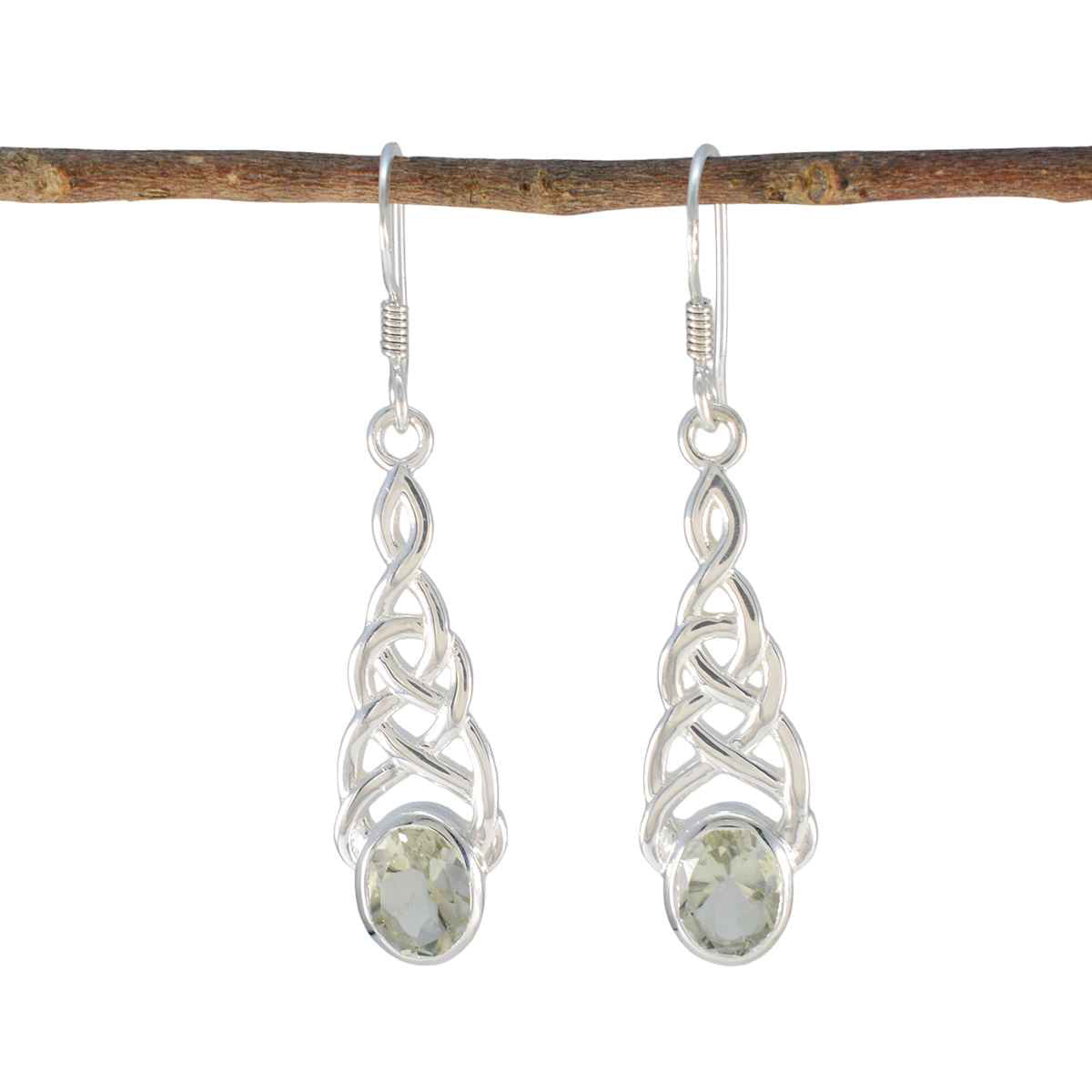 Green-Amethyst-Spanish-Fernanda-Solitaire-Dangle-Green-925-Sterling-Silver-Earring Imagen principal del producto