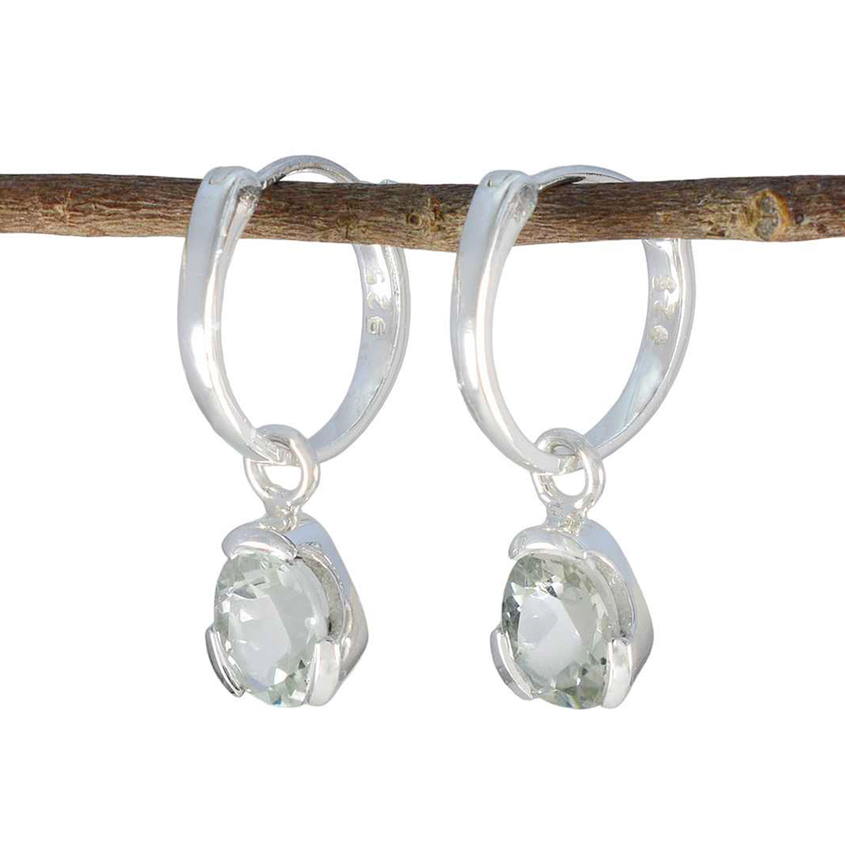 Green-Amethyst-Korean-Naomi-Solitaire-Dangle-Green-925-Sterling-Silver-Earring メイン画像