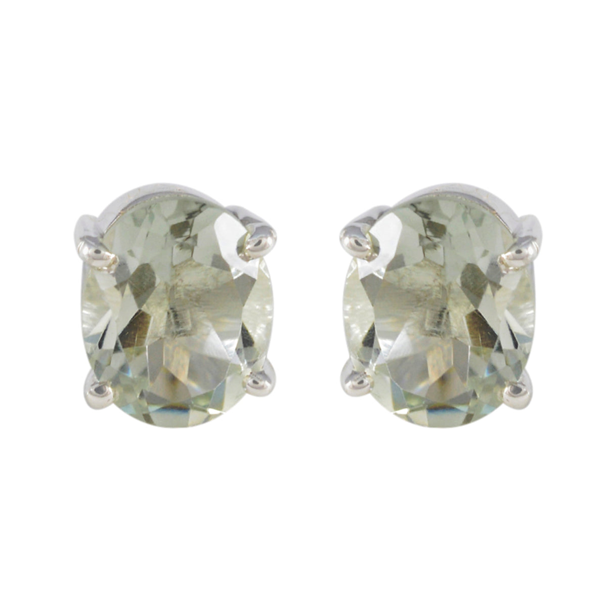 Green-Amethyst-Egyptian-Julia-Solitaire-Stud-Green-Sterling-Silver-Earring Главное изображение товара