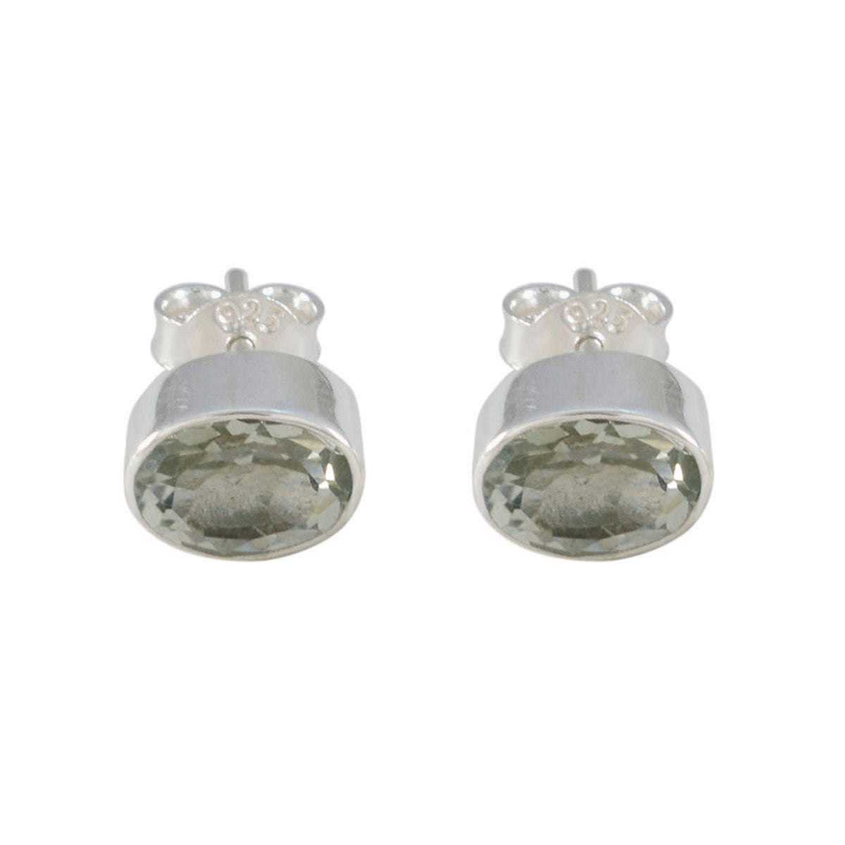 Green-Amethyst-French-Aurora-Solitaire-Stud-Green-Silver-Earring Immagine principale del prodotto
