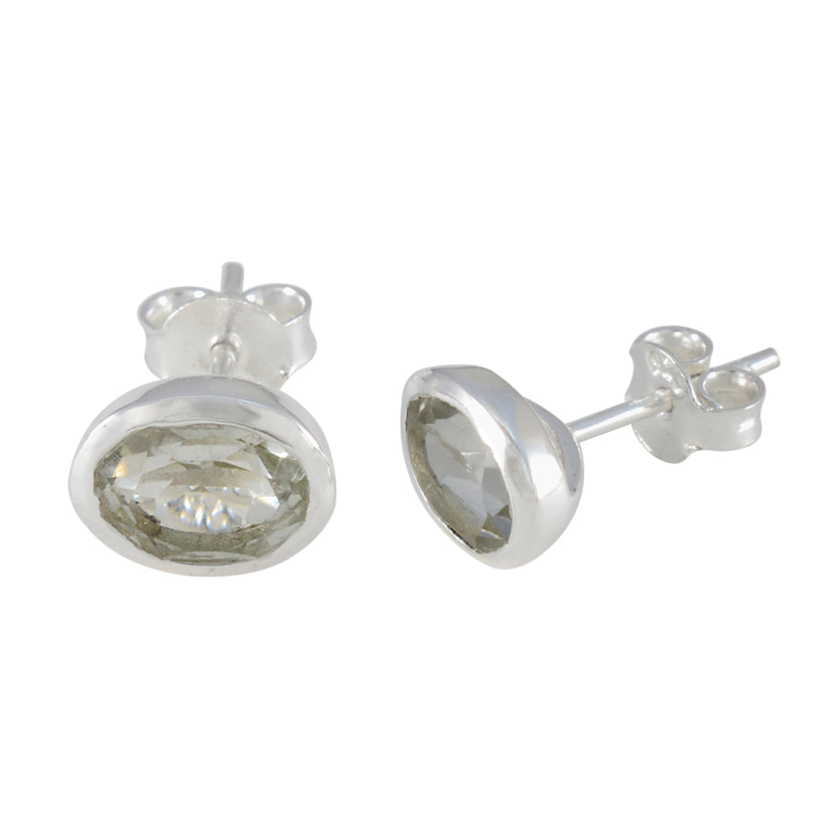 Green Amethyst Italian Hye-jin Solitaire Stud Green 925 Silver Earring Второстепенное изображение товара