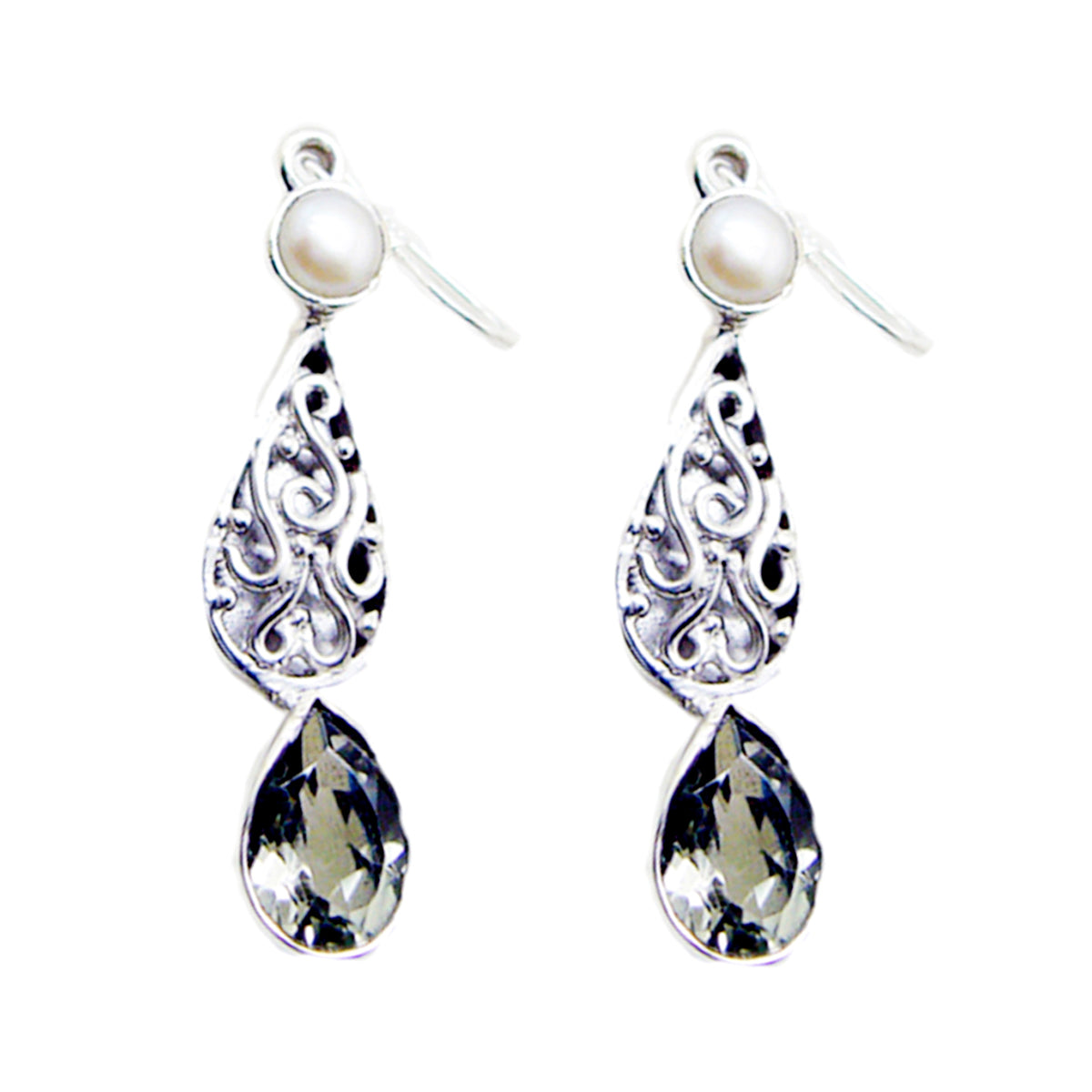 Green-Amethyst-Korean-Laura-multiple-Dangle-Green-92.5-Silver-Earring Image principale du produit