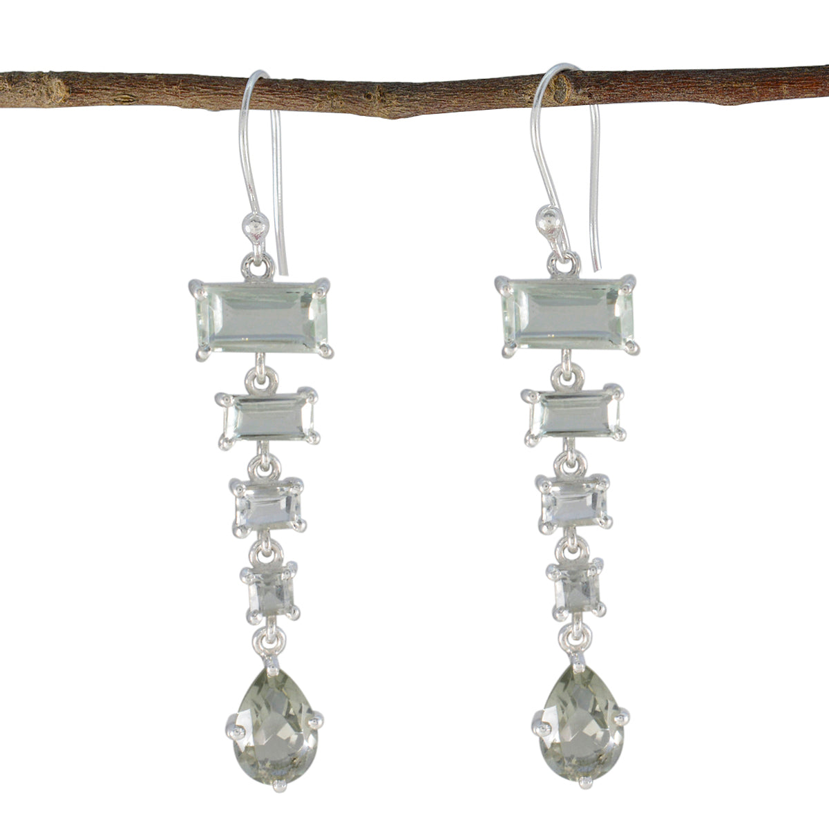 Green-Amethyst-Japanese-Olivia-Penta-Dangle-Green-Silver-Earring Immagine principale del prodotto