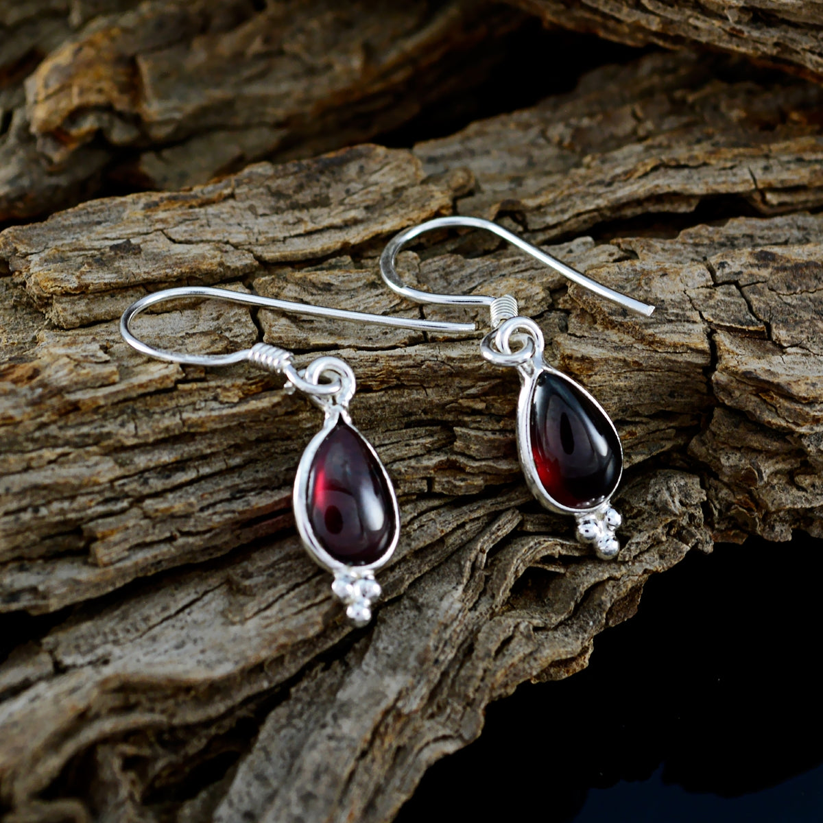 Garnet-Japanese-Joaquina-multiple-Dangle-Red-Silver-Earring