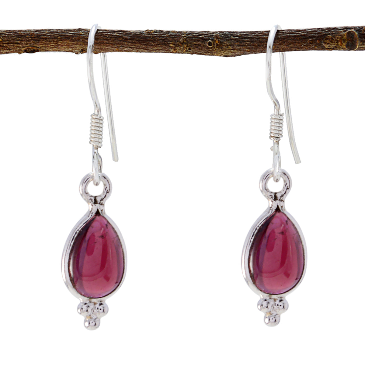 Garnet-Japanese-Joaquina-multiple-Dangle-Red-Silver-Earring