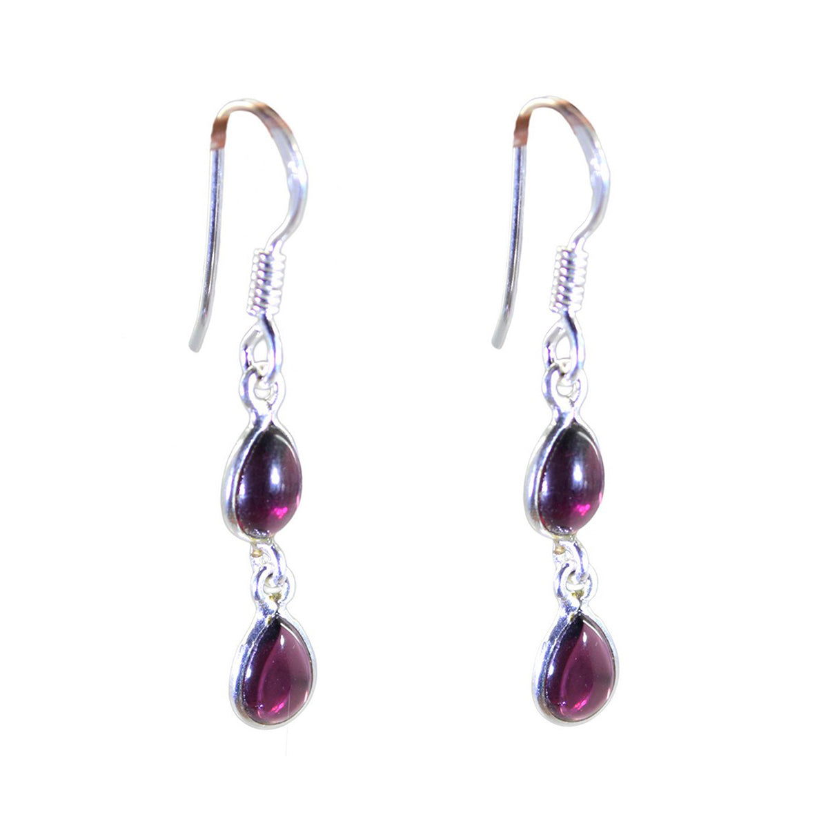 Garnet-Middle-Eastern-Luisa-multiple-Dangle-Red-Silver-Earring Image principale du produit