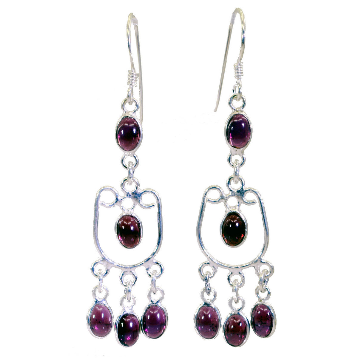 Garnet-Mexican-María-multiple-Dangle-Red-92.5-Silver-Earring Main image