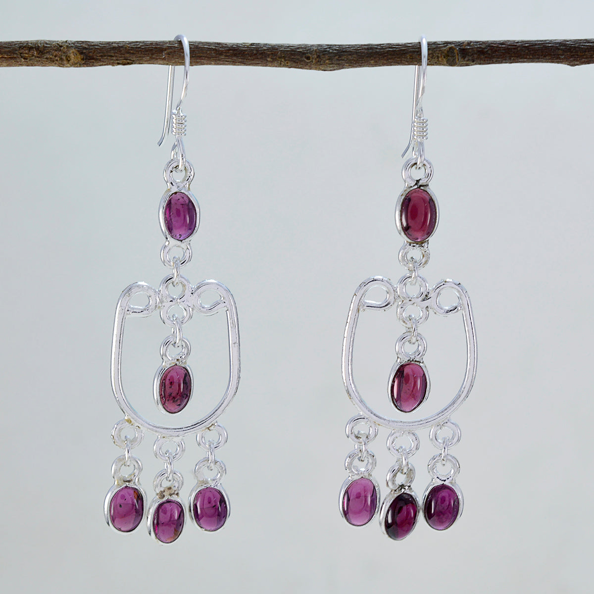 Garnet Mexican María multiple Dangle Red 92.5 Silver Earring Secondary image