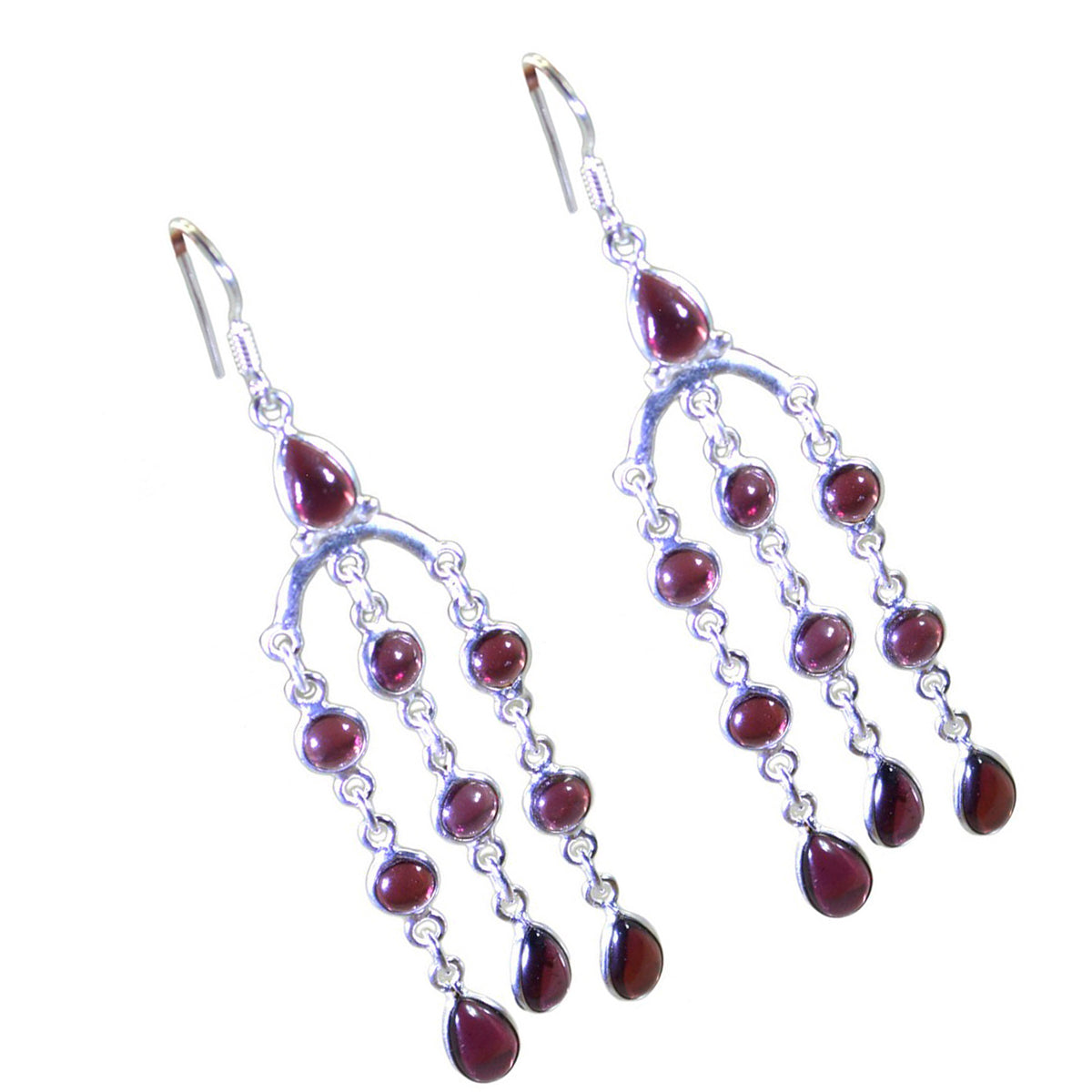 Garnet-Australian-Mariana-multiple-Dangle-Red-92.5-Silver-Earring