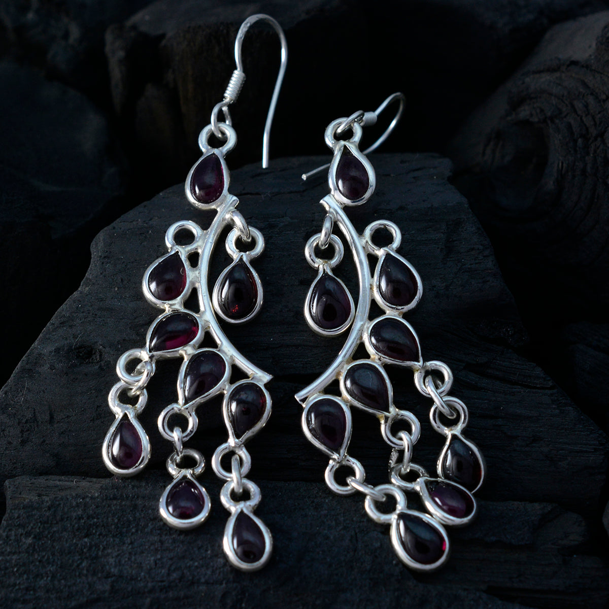 Garnet-Spanish-Micaela-multiple-Dangle-Red-925-Silver-Earring