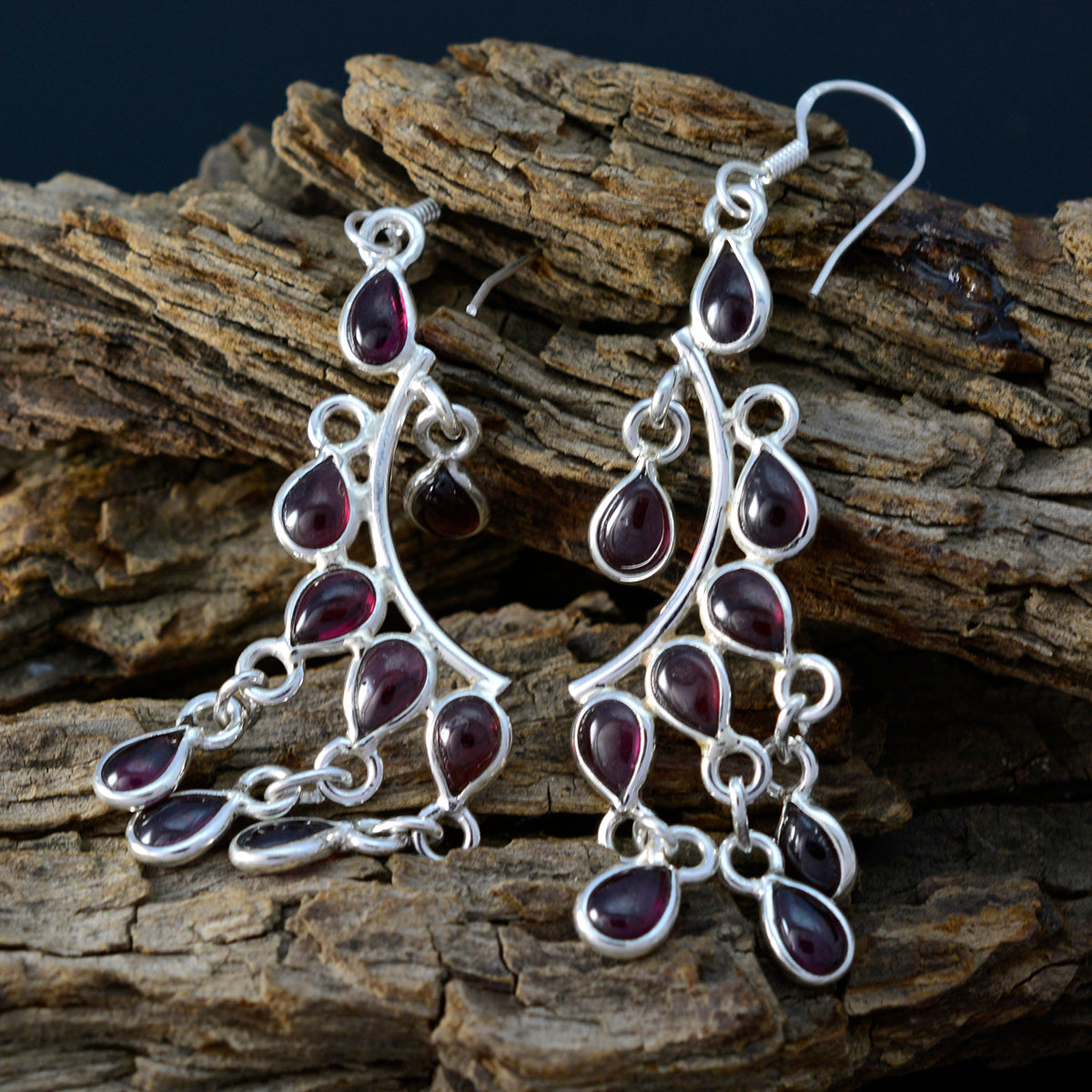 Garnet-Spanish-Micaela-multiple-Dangle-Red-925-Silver-Earring